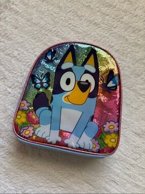 Bluey Sequin Kids Zip Lunchbox with Rainbow Background